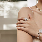 Smiley® Daisy Heart Silver Luxury Ring